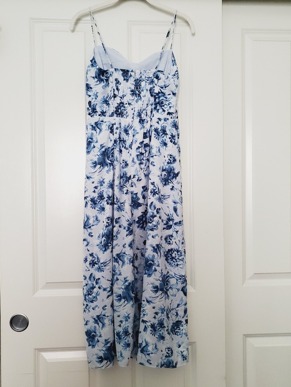 Abercrombie & Fitch Camille Blue Floral Midi Dress XS High Slit Cottagecore Boho - Picture 7 of 16